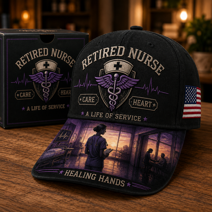 💜Retired Nurse Healing Hands Commemorative Cap