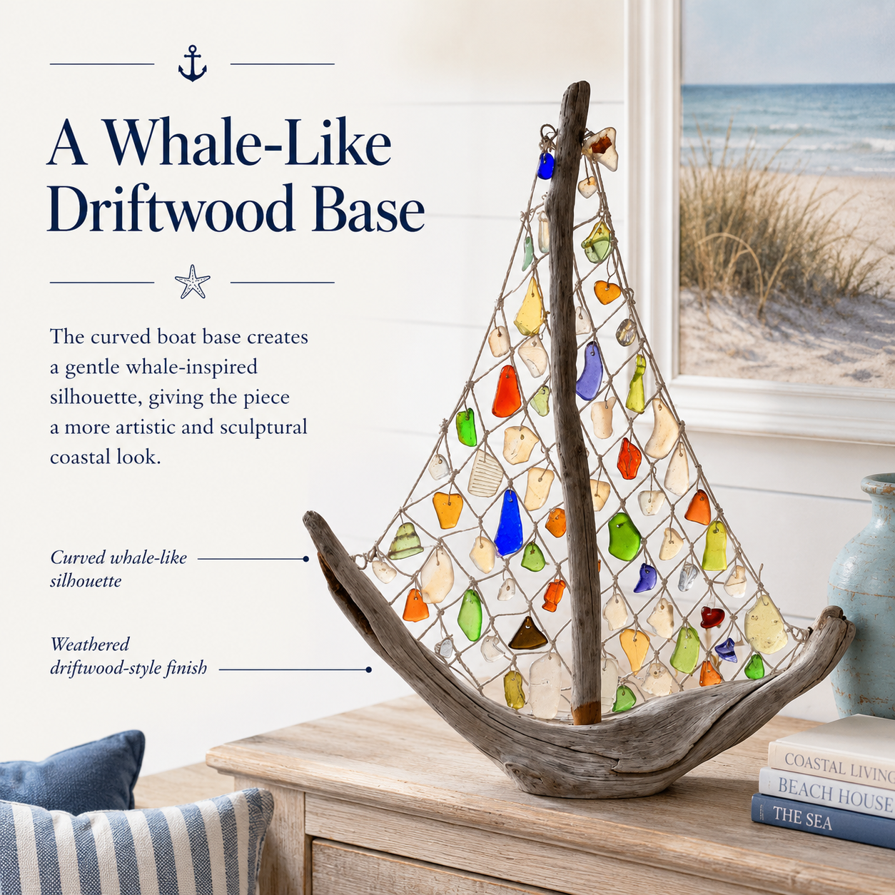 ⛵🌊 Coastal Driftwood Sailboat Tabletop Decor – Bring the Ocean Home