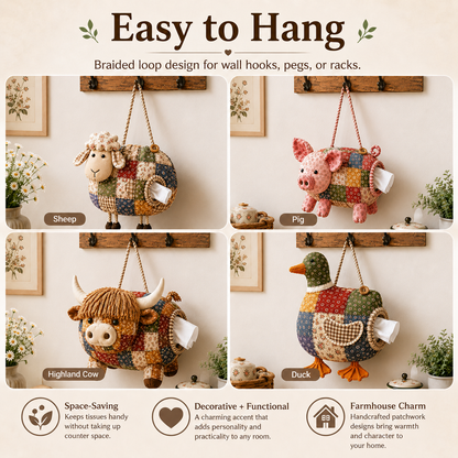 🧵🐮 DIY Patchwork Farm Animal Tissue Holder