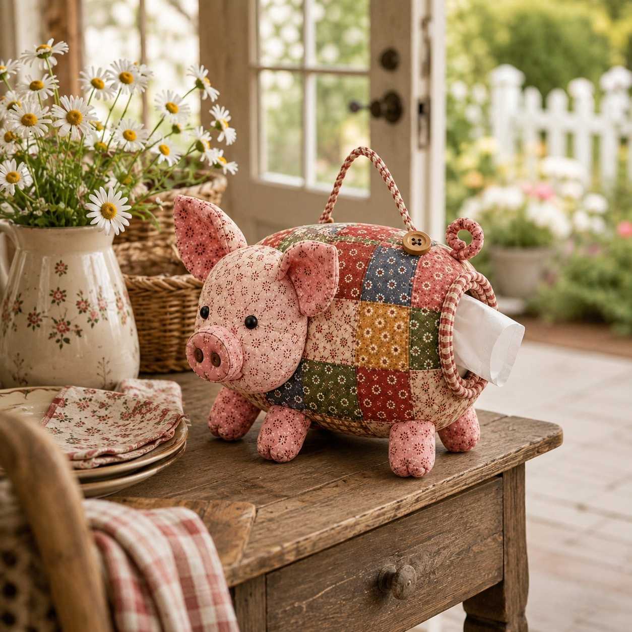 🧵🐮 DIY Patchwork Farm Animal Tissue Holder