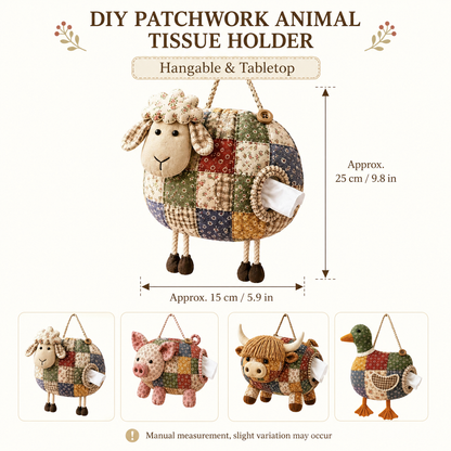 🧵🐮 DIY Patchwork Farm Animal Tissue Holder
