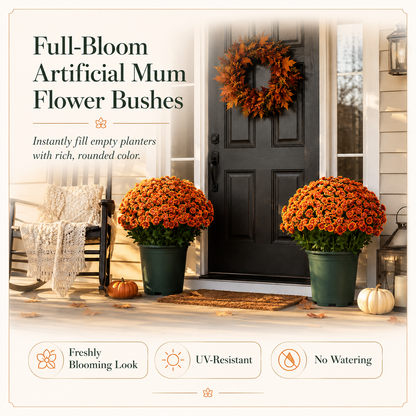🌼🍂 Full-Bloom Artificial Mum Flower Bushes