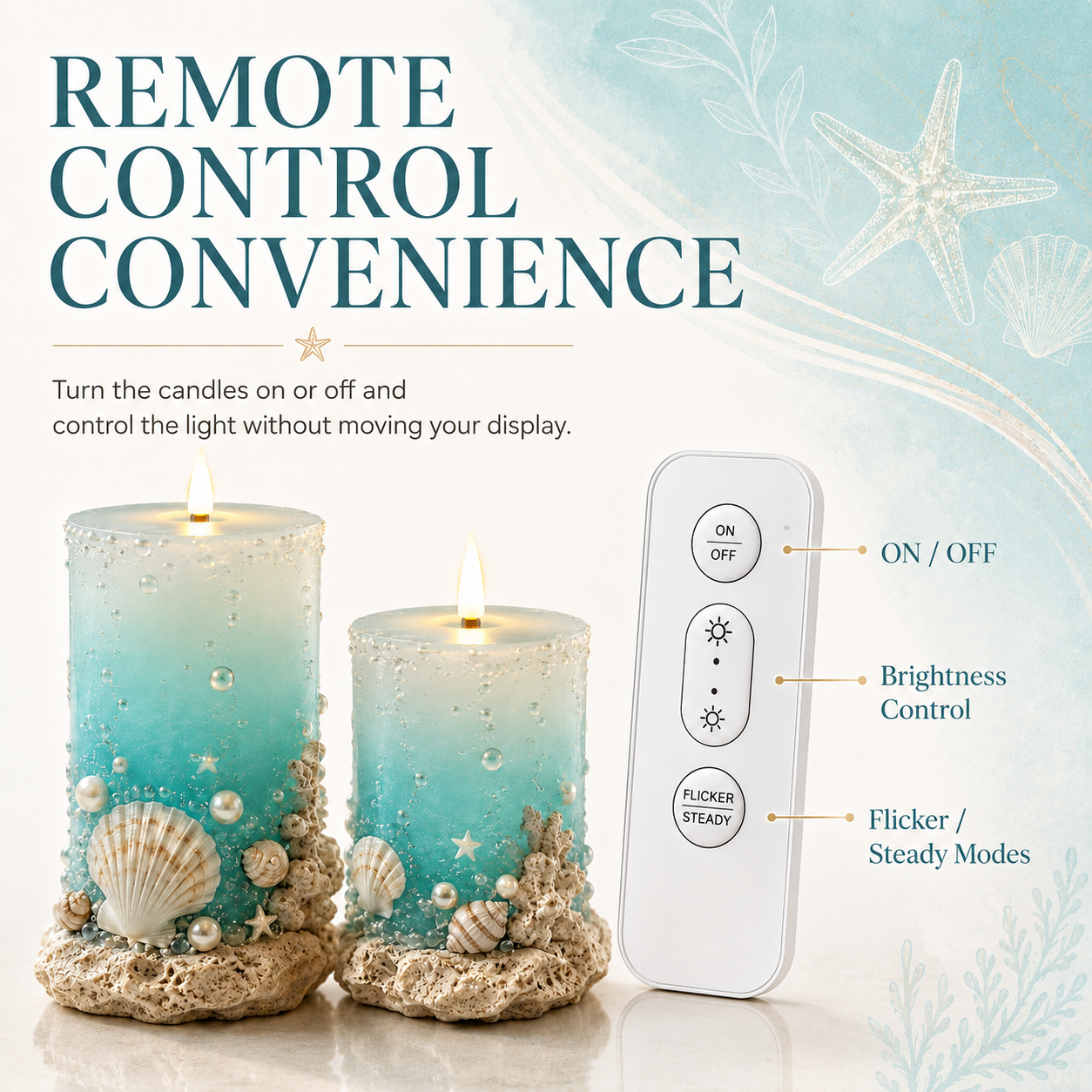 🌊✨Coastal Sea Glass Flameless Candle Set