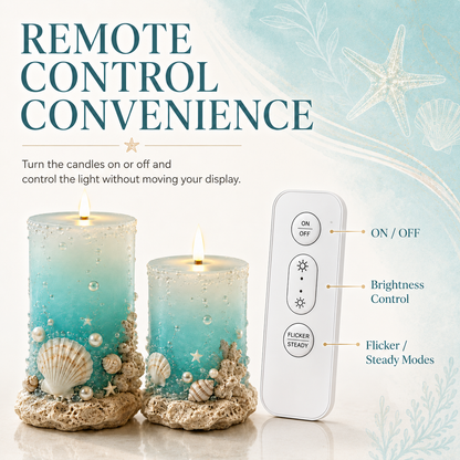 🌊✨Coastal Sea Glass Flameless Candle Set