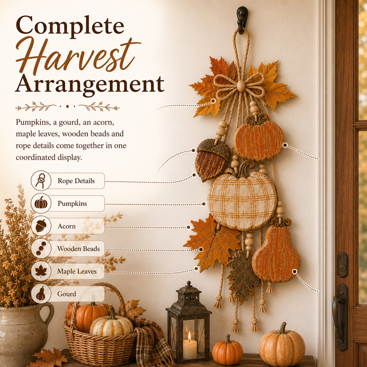 Rustic Harvest Wooden Door Hanger