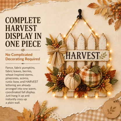 Lighted Rustic Harvest Pumpkin Fence Wall Hanging✨