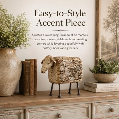 Vintage Distressed Sheep  Sculpture