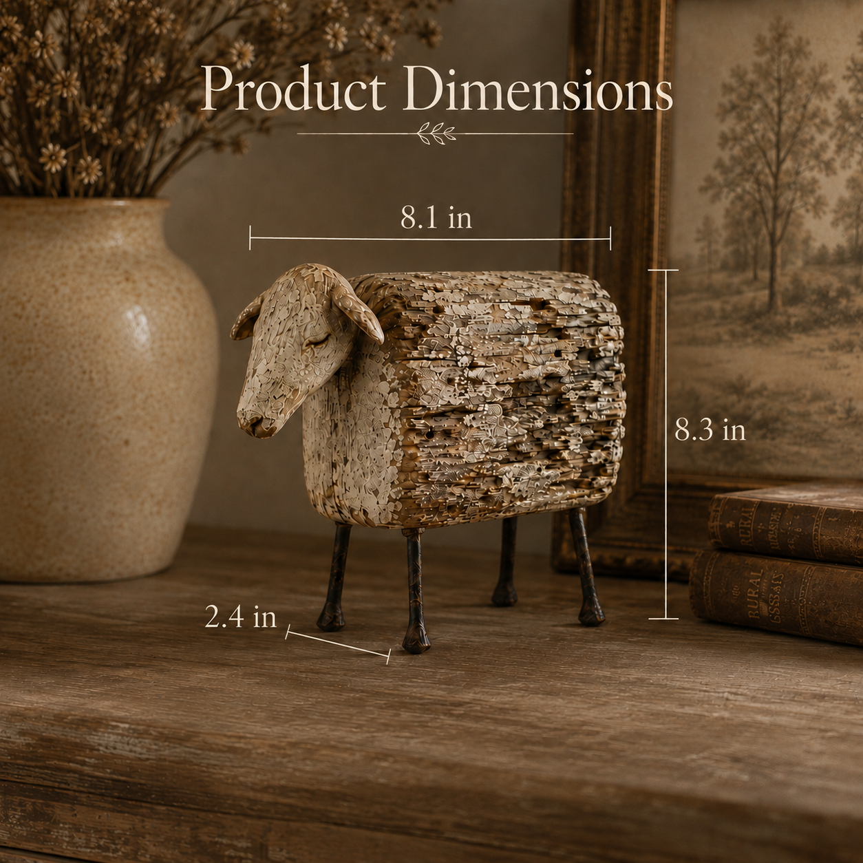 Vintage Distressed Sheep  Sculpture