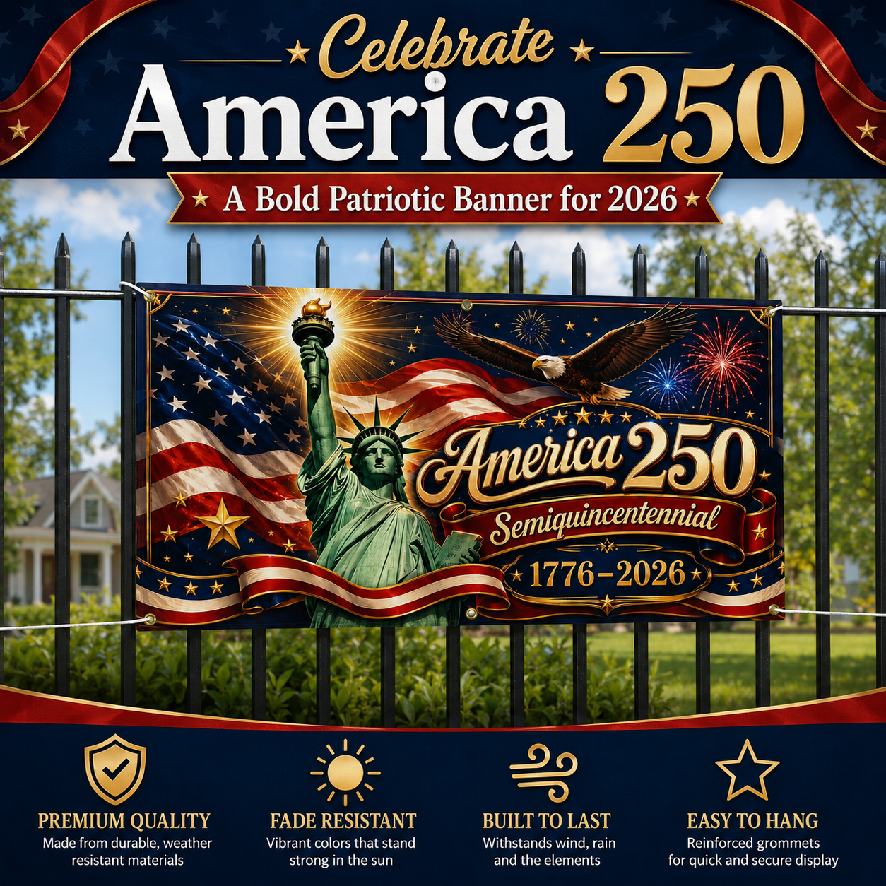 🎁America 250th Semiquincentennial Custom Banner — 1776–2026 Edition