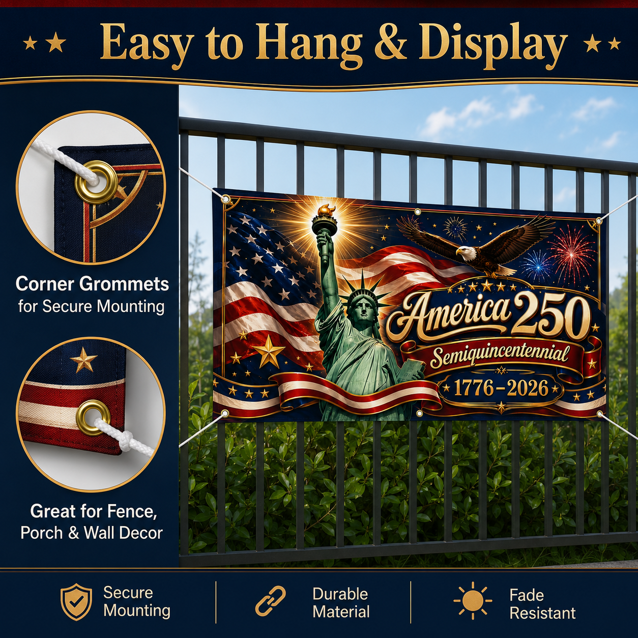 🎁America 250th Semiquincentennial Custom Banner — 1776–2026 Edition
