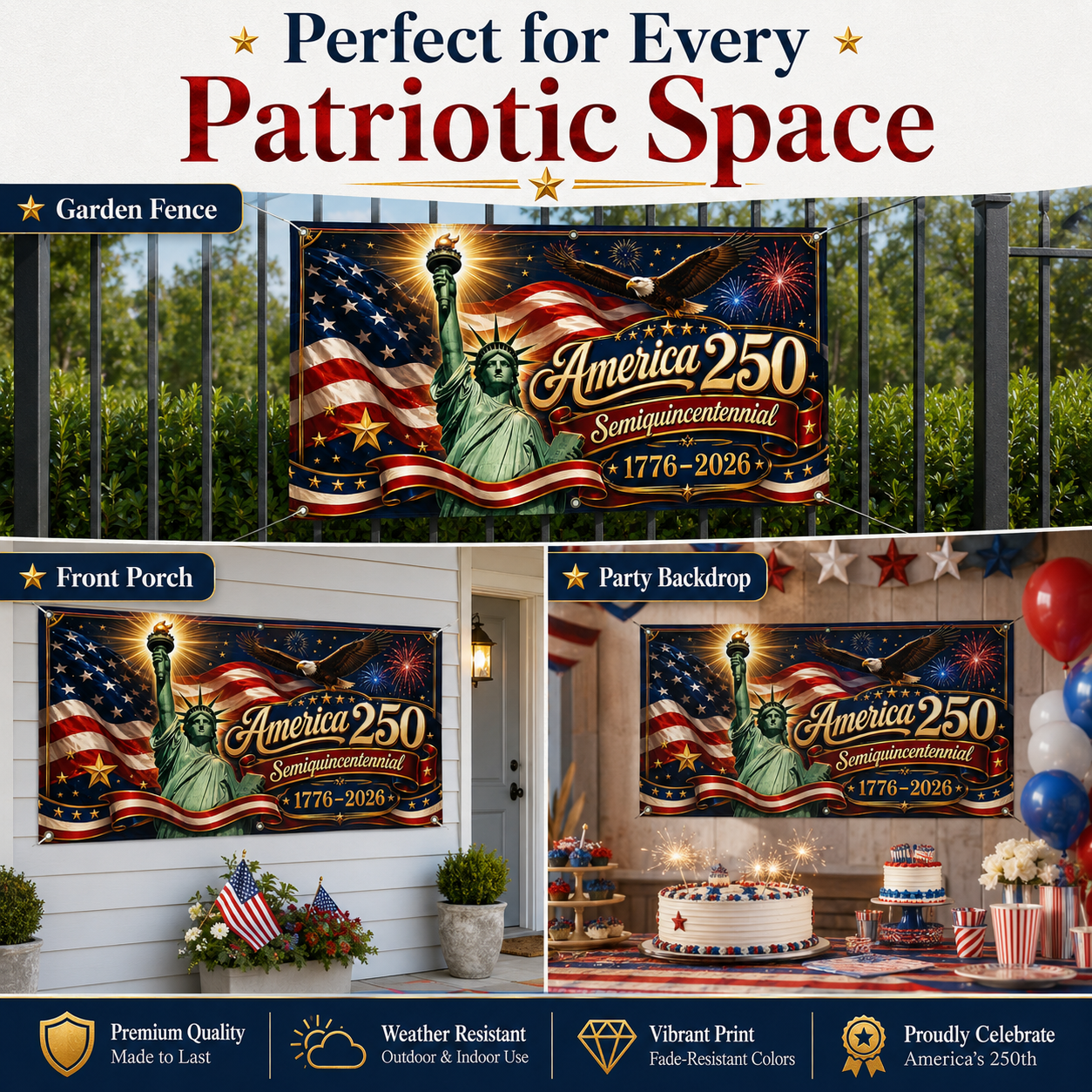 🎁America 250th Semiquincentennial Custom Banner — 1776–2026 Edition