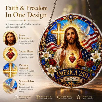 ✝️✨ Celebrating the 250th Anniversary of 1776–2026: Jesus Puzzle Pendant | America 250 Patriotic Christian Hanging Ornament