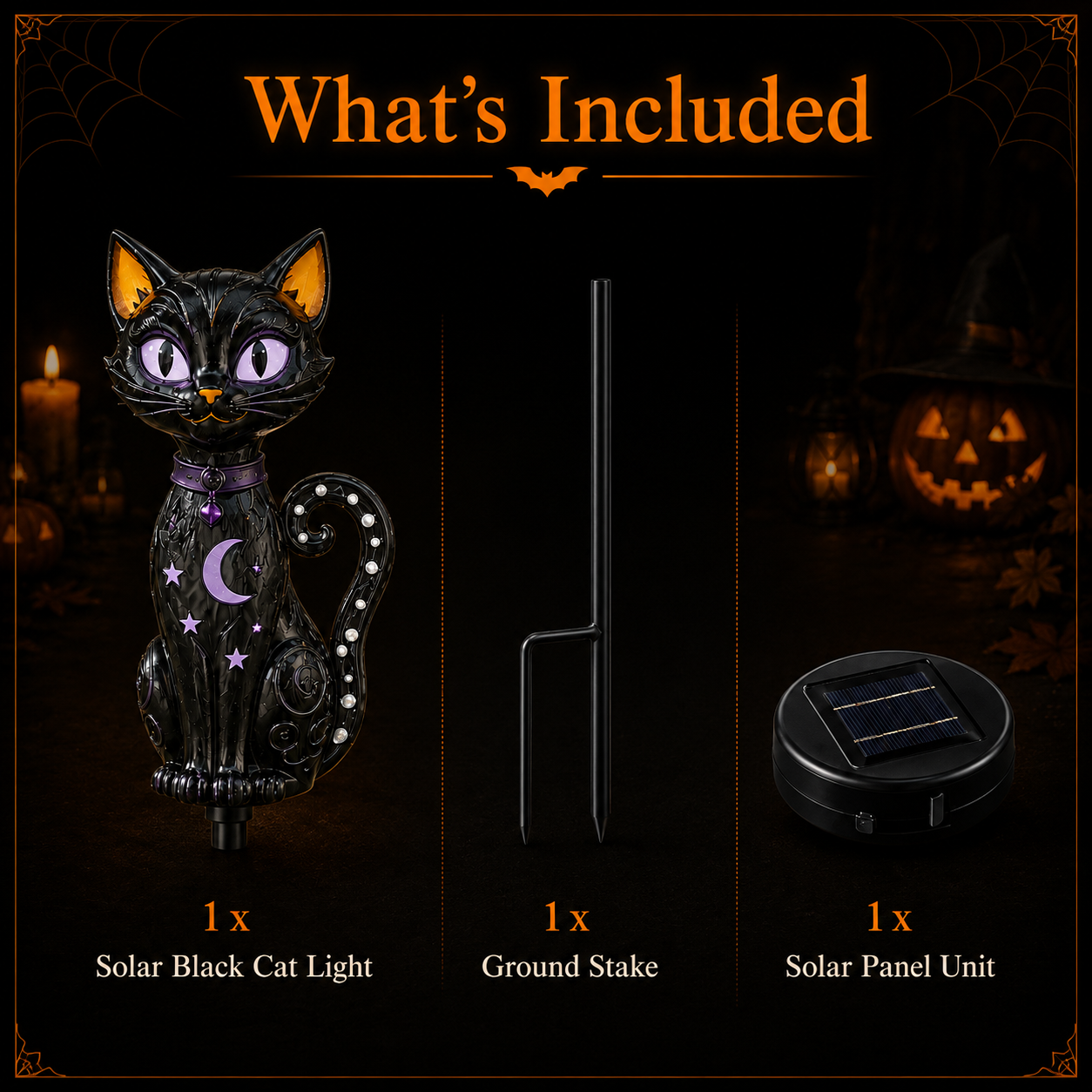 🔥 Get Ready for Spooky Season 🎃 Solar Black Cat Purple Glow Outdoor Garden Stake Light 💜✨