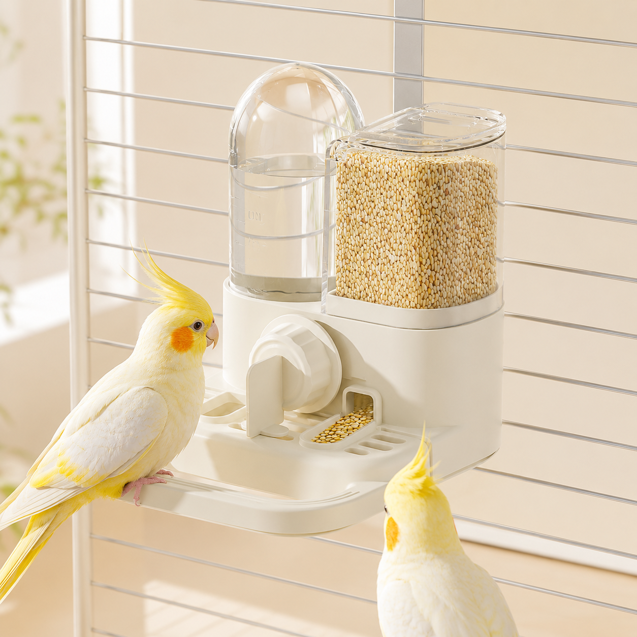 🐦✨ 2-in-1 Automatic Bird Feeder and Waterer – Saves cage space and reduces feeding clutter 🧊
