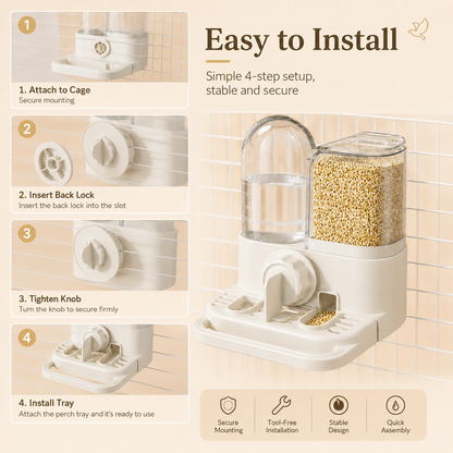🐦✨ 2-in-1 Automatic Bird Feeder and Waterer – Saves cage space and reduces feeding clutter 🧊