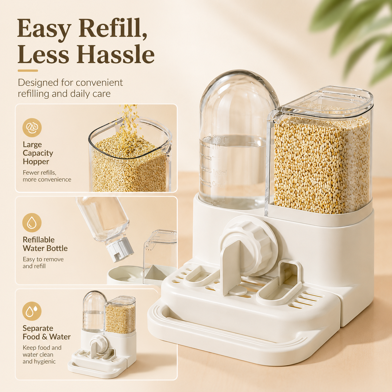 🐦✨ 2-in-1 Automatic Bird Feeder and Waterer – Saves cage space and reduces feeding clutter 🧊