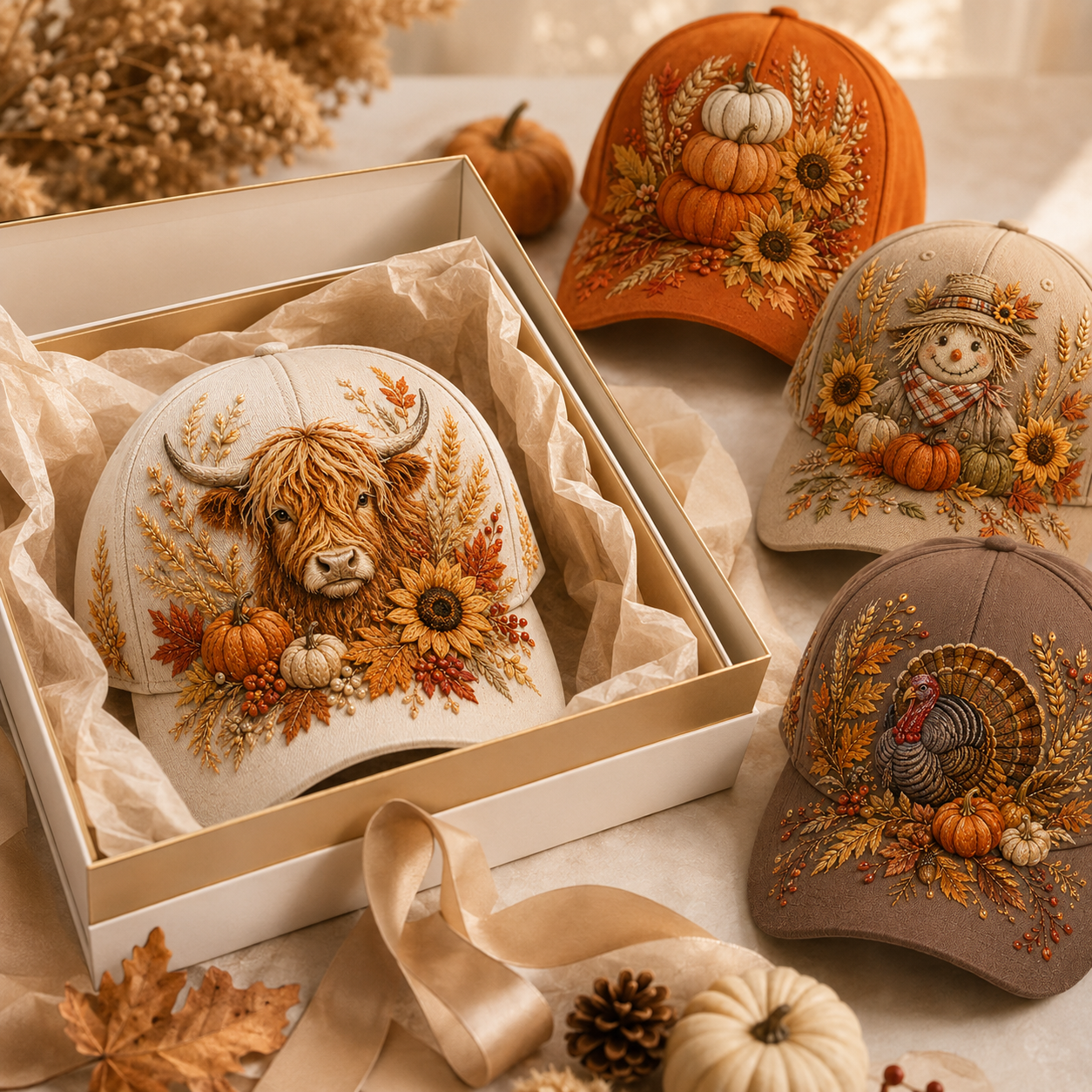 🐮🍂 3D Highland Cattle Harvest Cap for Fall