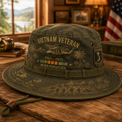 us🎖️Vietnam Veteran Never Forgotten 1955–1975 Vintage Outdoor Boonie Hat
