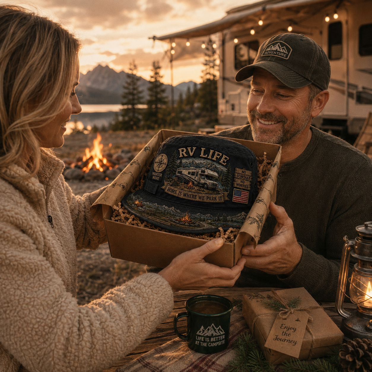 🚐🏕️Vintage RV Life Adventure Boonie Hat – Home Is Where We Park It