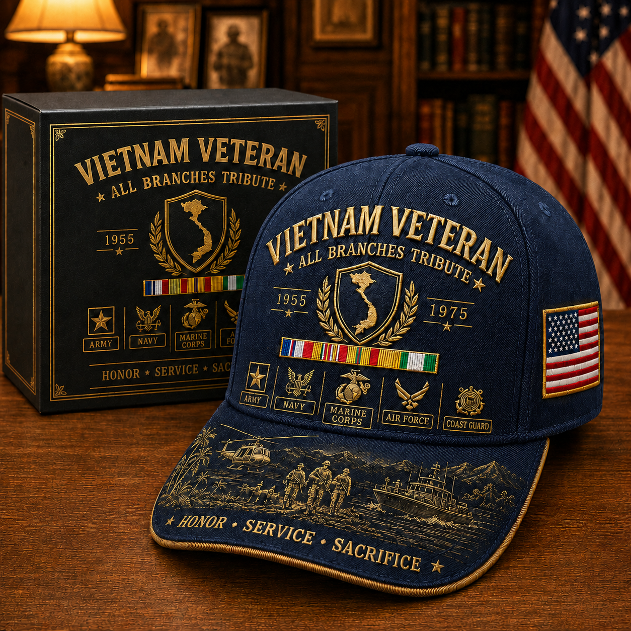 us🚁🎖️Vietnam Veteran United Services Tribute Cap – Honor, Service & Sacrifice 1955–1975
