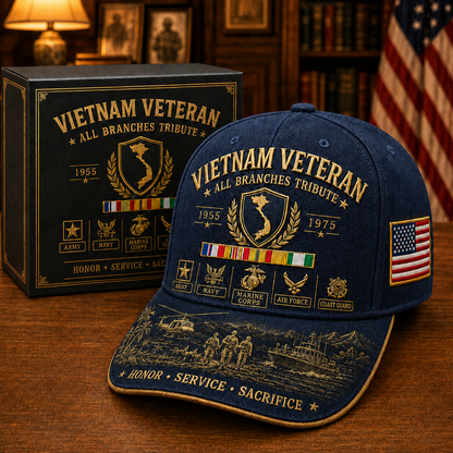 us🚁🎖️Vietnam Veteran United Services Tribute Cap – Honor, Service & Sacrifice 1955–1975