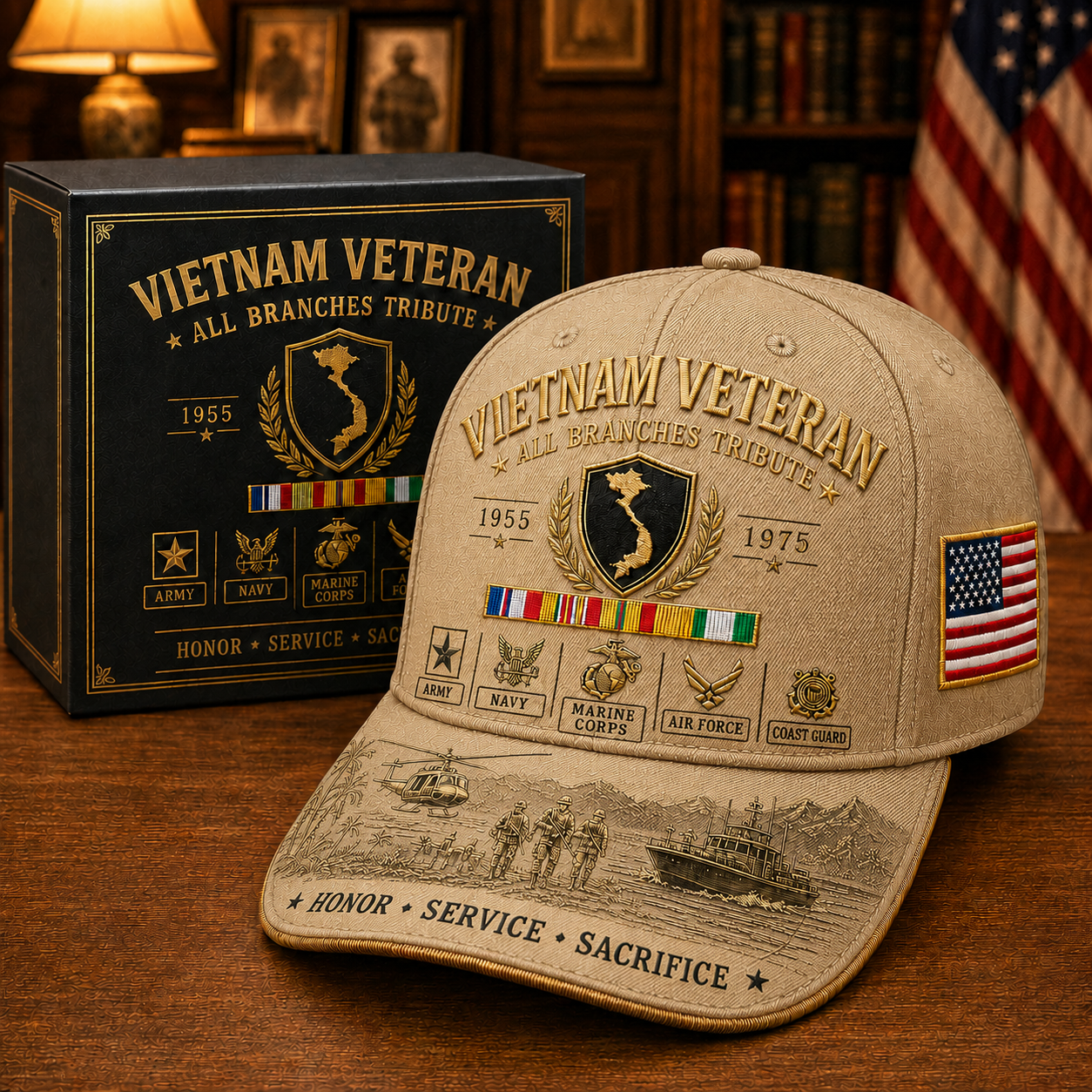 us🚁🎖️Vietnam Veteran United Services Tribute Cap – Honor, Service & Sacrifice 1955–1975