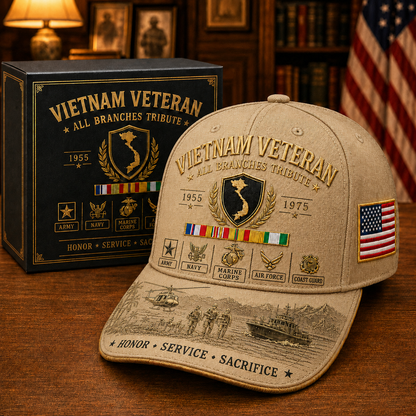 us🚁🎖️Vietnam Veteran United Services Tribute Cap – Honor, Service & Sacrifice 1955–1975