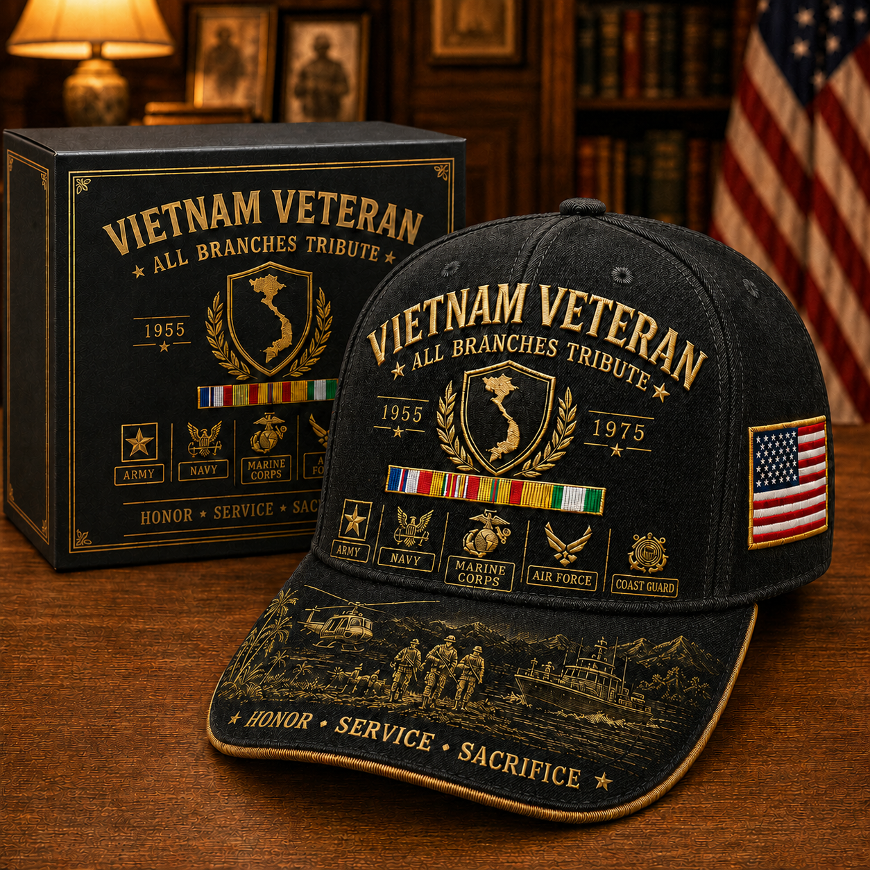 us🚁🎖️Vietnam Veteran United Services Tribute Cap – Honor, Service & Sacrifice 1955–1975
