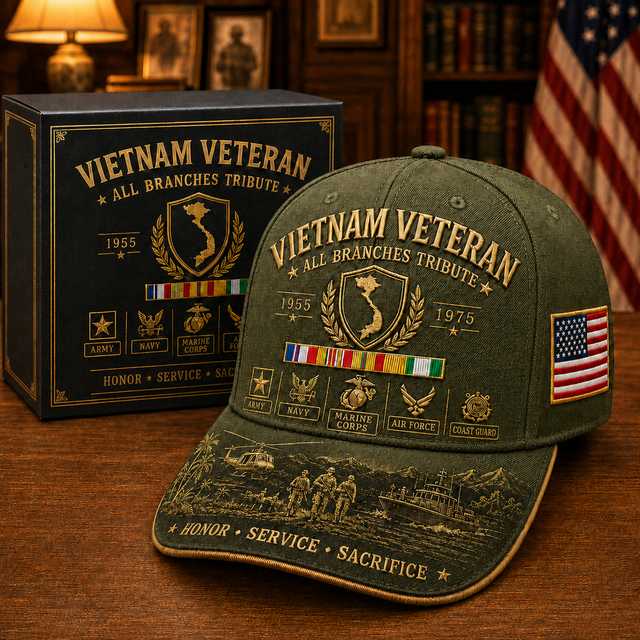 us🚁🎖️Vietnam Veteran United Services Tribute Cap – Honor, Service & Sacrifice 1955–1975