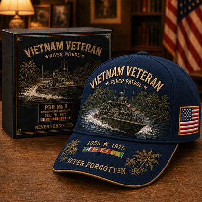 us🌊🚤Vietnam Veteran PBR Mk II River Patrol – ”Never Forgotten“ Commemorative Cap
