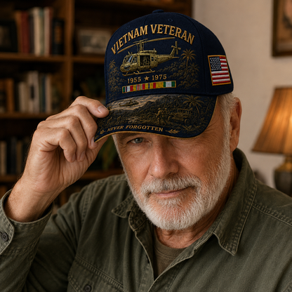 Vietnam Veteran UH-1 Huey Never Forgotten Commemorative Cap