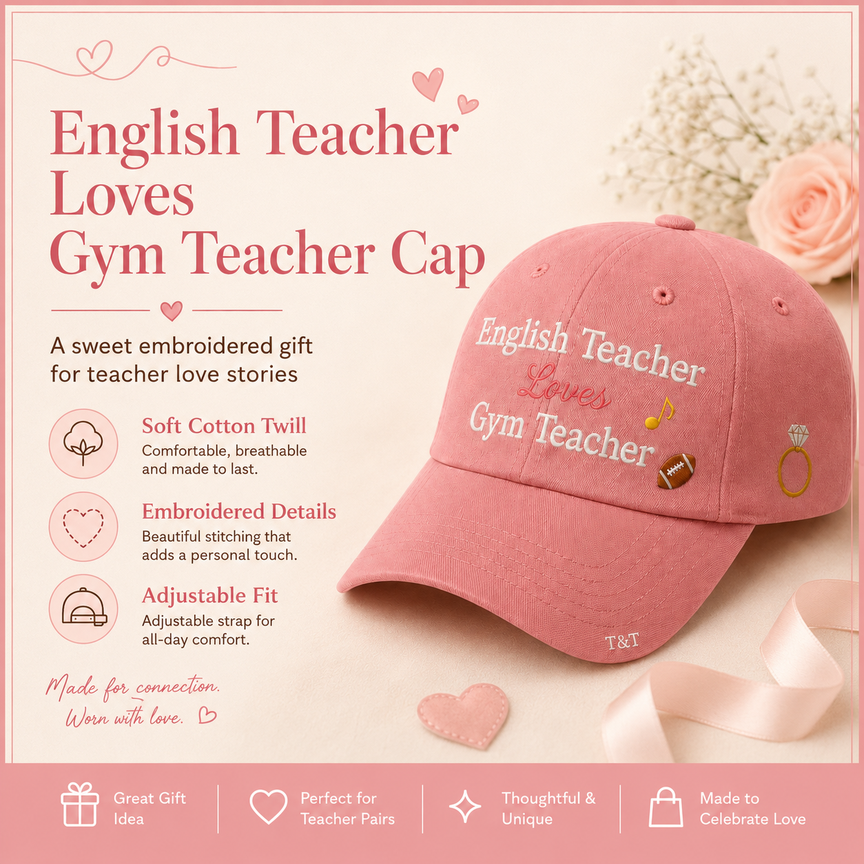 English Teacher & Gym Teacher Embroidered Cap