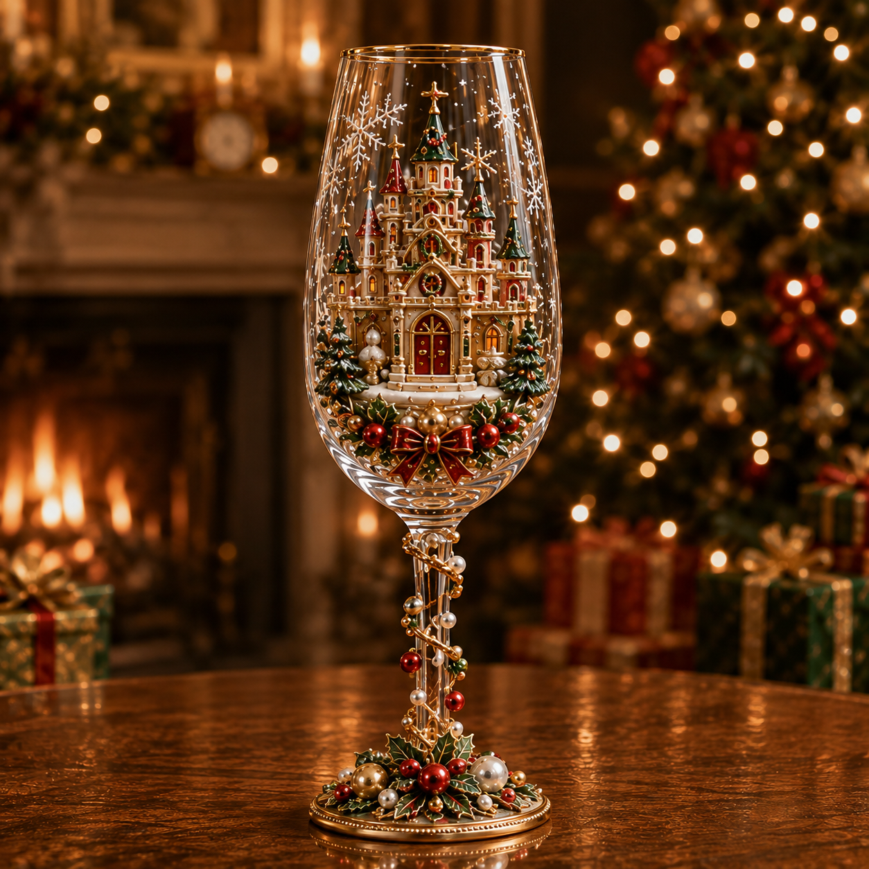 🎁🎭 Nutcracker-Inspired Christmas 3D Collector Champagne Glass Set