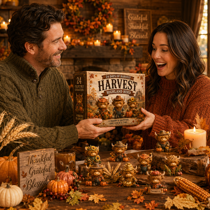 🍂 24-Day Highland Cow Harvest Countdown Calendar – 24 Collectible Fall Figurines + Secret #25 🐮🎃
