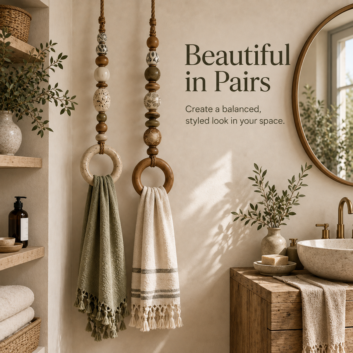 Two beaded decorative hanging holders displayed together
