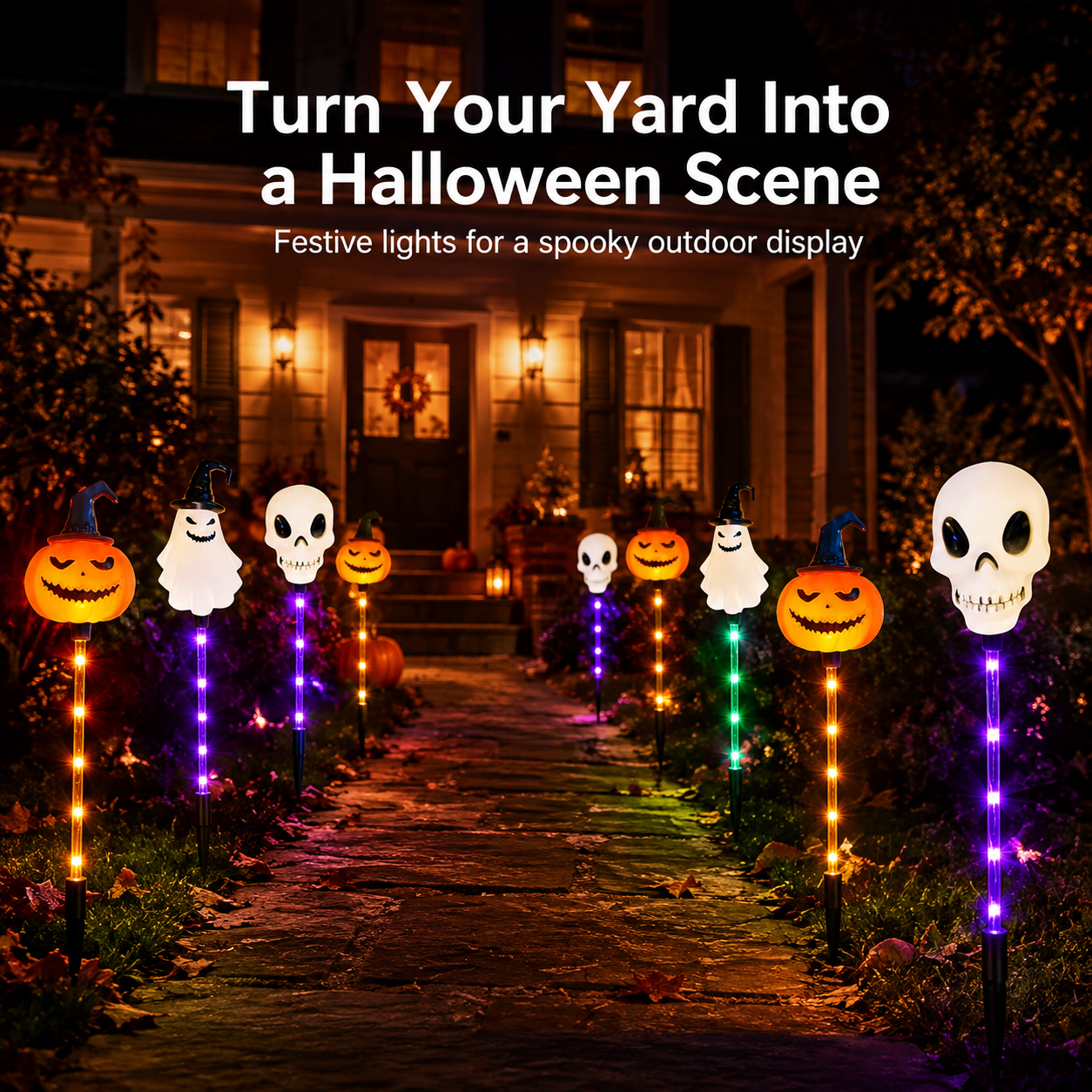🎃 Halloween Special Offer 👻 Glowing Pumpkin, Ghost & Skull Pathway Lights ✨