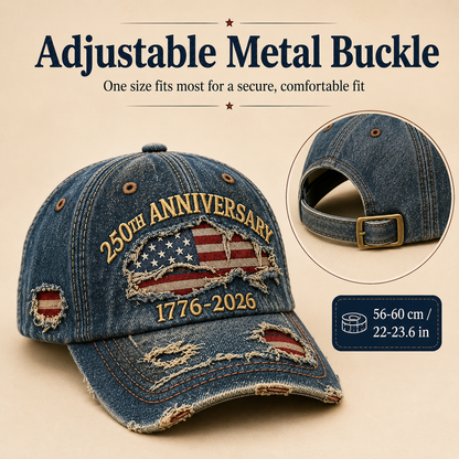 🎁🇺🇸 250th Anniversary Vintage Denim Patriotic Cap