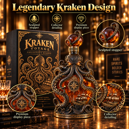 🐙Kraken Voyage Octopus Whiskey Decanter | Gothic Nautical Bar Centerpiece