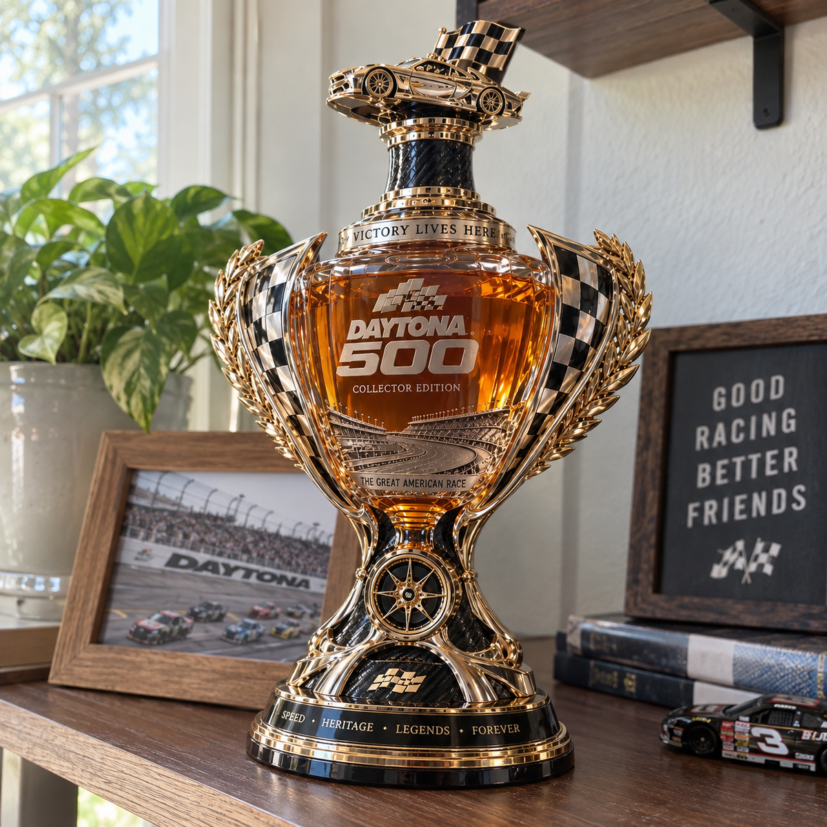 🏁 Daytona 500 Racing Legacy Trophy Whiskey Decanter – Collector’s Edition 🏆