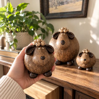 Little Woolly Family™ – Whimsical Rustic Sheep Figurines, Set of 3