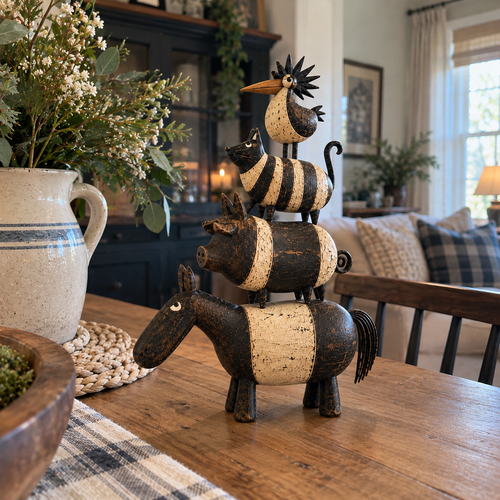 Casual tabletop animal sculpture display