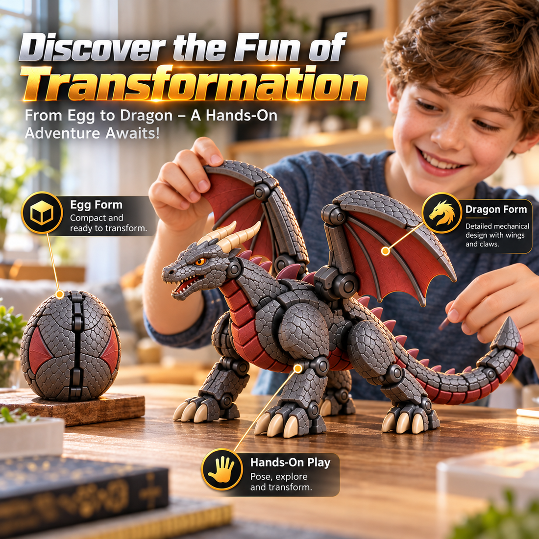 🐉 Guardian Dragon Egg — Transforming Dragon Figure with Sculpted Details