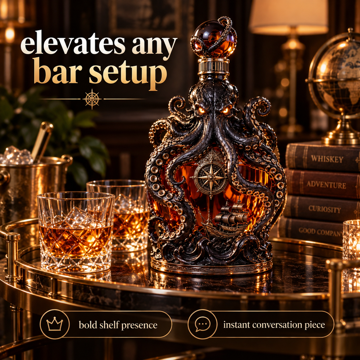 Kraken decanter entertaining display