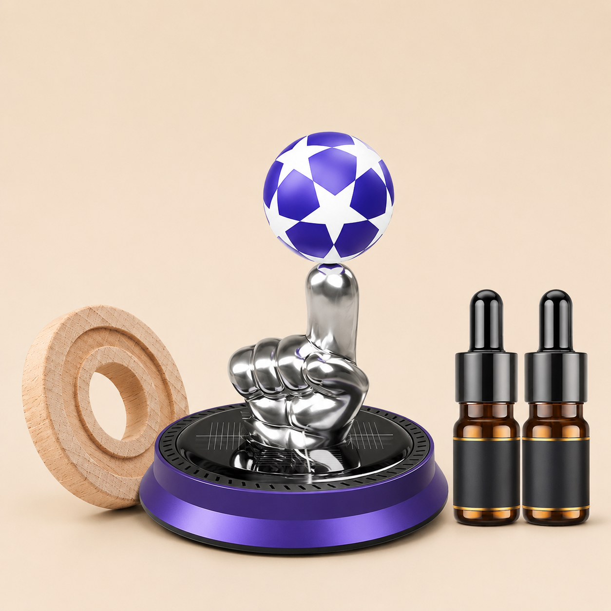 ⚽Last Day:49% OFF🚗Solar Rotating Football Car Air Freshener & Aromatherapy Diffuser – Reusable Ornament for Car, Office & Home