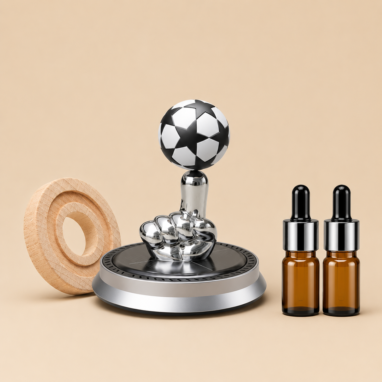 ⚽Last Day:49% OFF🚗Solar Rotating Football Car Air Freshener & Aromatherapy Diffuser – Reusable Ornament for Car, Office & Home