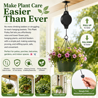 🌸 Buy one get one free 🌸Plant Pulley Set for Garden Baskets Pots, Birds Feeder🐦