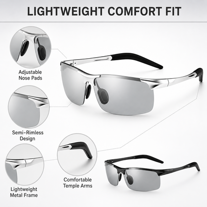 🕶️🚗 2026 Day & Night Photochromic Polarized Sunglasses with Anti-Glare Polarized Lenses