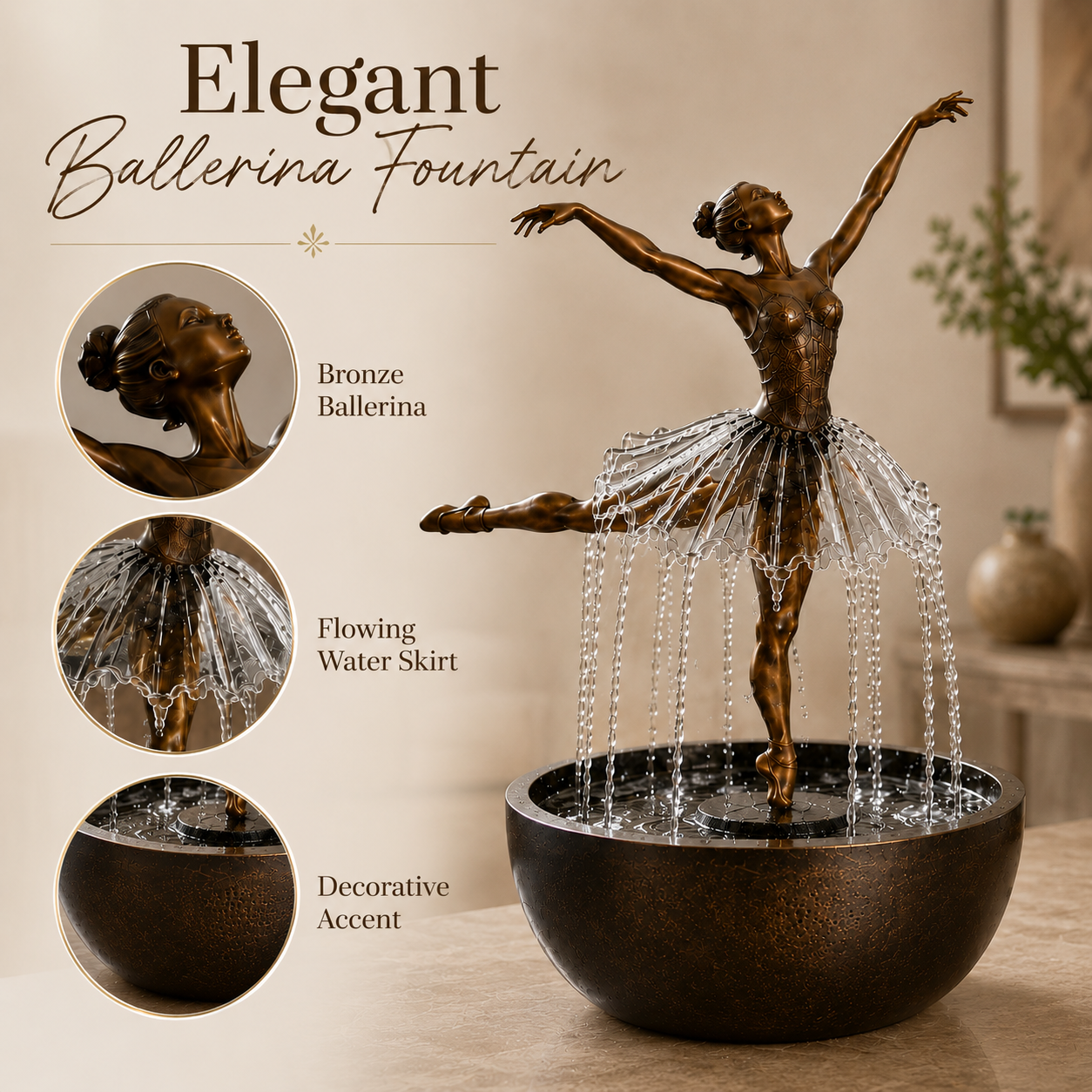 🎁Elegant Ballerina Waterfall Fountain