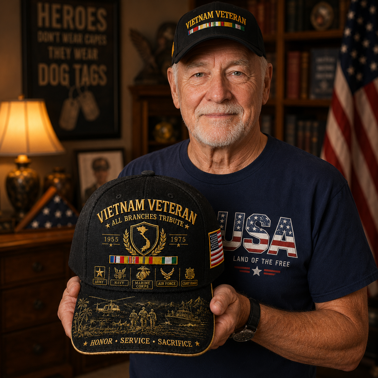 us🚁🎖️Vietnam Veteran United Services Tribute Cap – Honor, Service & Sacrifice 1955–1975