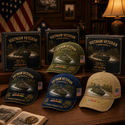 us🌊🚤Vietnam Veteran PBR Mk II River Patrol – ”Never Forgotten“ Commemorative Cap